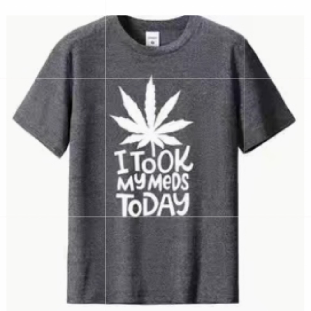 🔴 CLEARANCE 🏷️ NWT GRAY MARIJUANA CANNABIS “I TOOK MY MEDS TODAY” TSHIRT Men’s S